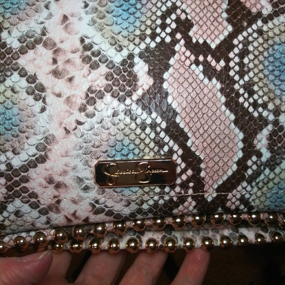 Jessica Simpson New Without Tags Camille Pink & Blue Snake Print Crossbody Purse - Picture 3 of 15